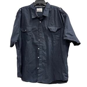 Paper Denim & Cloth Blue print short sleeve Big & tall button down SZ 4XL XXXXL